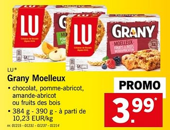 Promotions Grany moelleux - Lu - Valide de 26/08/2019 à 31/08/2019 chez Lidl