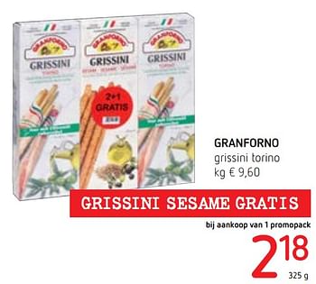 Promoties Granforno grissini torino - Granforno - Geldig van 15/08/2019 tot 28/08/2019 bij Spar (Colruytgroup)
