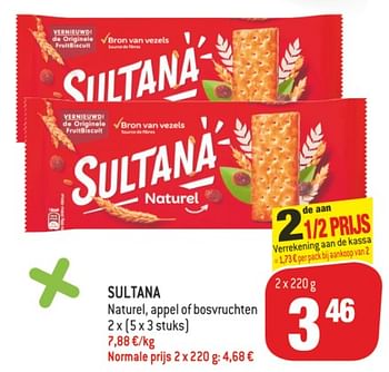 Promotions Sultana naturel, appel of bosvruchten - Sultana - Valide de 21/08/2019 à 27/08/2019 chez Match