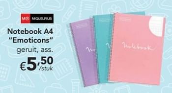 Promoties Notebook a4 emoticons geruit, ass - Huismerk - Happyland - Geldig van 12/08/2019 tot 14/09/2019 bij Happyland