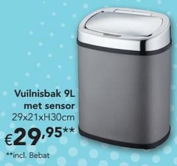 Promoties Vuilnisbak 9l met sensor - Huismerk - Happyland - Geldig van 12/08/2019 tot 14/09/2019 bij Happyland