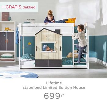 Promoties Lifetime stapelbed limited edition house + gratis dekbed - Lifetime Kidsrooms - Geldig van 18/08/2019 tot 07/09/2019 bij Baby & Tiener Megastore