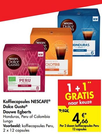 Promoties Koffiecapsules nescafe dolce gusto douwe egberts koffiecapsules peru - Nescafe - Geldig van 21/08/2019 tot 02/09/2019 bij Carrefour