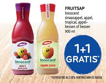 Promoties Fruitsap innocent 1+1 gratis - Innocent - Geldig van 28/08/2019 tot 10/09/2019 bij Alvo