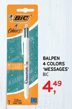 Promoties Balpen 4 colors messages bic - BIC - Geldig van 28/08/2019 tot 10/09/2019 bij Alvo