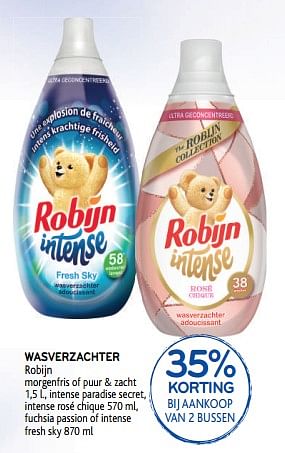 Promoties Wasverzachter robijn 35% korting bij aankoop van 2 bussen - Robijn - Geldig van 28/08/2019 tot 10/09/2019 bij Alvo