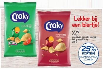 Promoties Chips croky 25% korting bij aankoop van 2 zakken - Croky - Geldig van 28/08/2019 tot 10/09/2019 bij Alvo