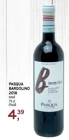 Promoties Pasqua bardolino 2018 rood - Rode wijnen - Geldig van 28/08/2019 tot 10/09/2019 bij Alvo