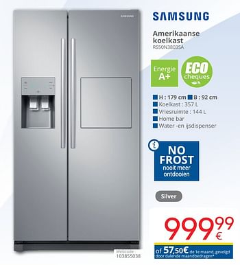 Promoties Samsung amerikaanse koelkast rs50n3803sa - Samsung - Geldig van 15/08/2019 tot 15/09/2019 bij Eldi