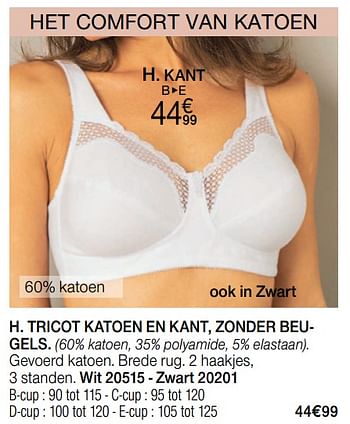 Promoties Tricot katoen en kant, zonder beugels - Huismerk - Damart - Geldig van 05/08/2019 tot 31/12/2019 bij Damart