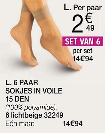 Promoties 6 paar sokjes in voile 15 den - Huismerk - Damart - Geldig van 05/08/2019 tot 31/12/2019 bij Damart