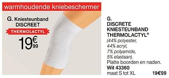Promoties Discrete kniesteunband thermolactyl - Huismerk - Damart - Geldig van 05/08/2019 tot 31/12/2019 bij Damart