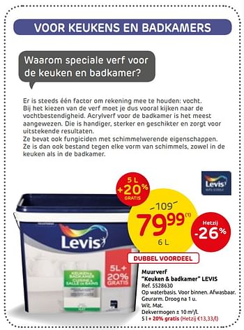 Promoties Muurverf keuken + badkamer levis - Levis - Geldig van 04/09/2019 tot 23/09/2019 bij Brico