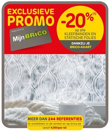 Promoties -20% op alle kleefbanden en statische folies - Huismerk - Brico - Geldig van 04/09/2019 tot 23/09/2019 bij Brico