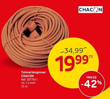Promoties Tuinverlengsnoer chacon - Chacon - Geldig van 04/09/2019 tot 23/09/2019 bij Brico