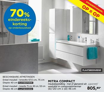 Promoties Mitra compact meubelopstelling - mat of glanzend wit wastafel in composietmarmer - Balmani - Geldig van 01/09/2019 tot 30/09/2019 bij X2O