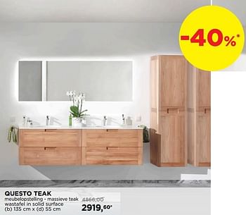 Promoties Questo teak meubelopstelling - massieve teak wastafel in solid surface - Balmani - Geldig van 01/09/2019 tot 30/09/2019 bij X2O