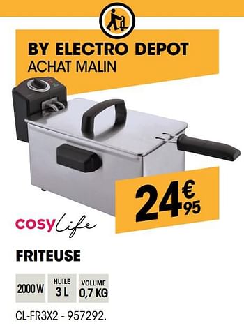 Promotions Cosylife friteuse cl-fr3x2 - Cosylife - Valide de 29/08/2019 à 16/09/2019 chez Electro Depot