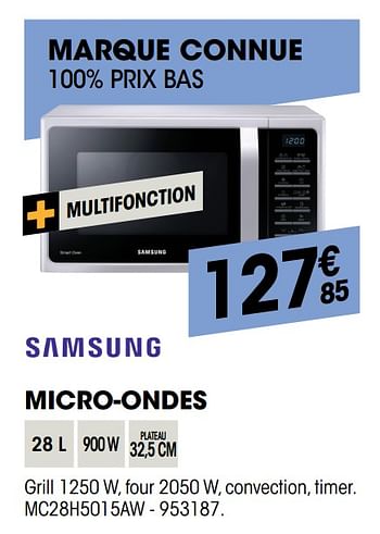 Promotions Samsung micro-ondes mc28h5015aw - Samsung - Valide de 29/08/2019 à 16/09/2019 chez Electro Depot