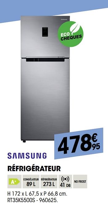 Promotions Samsung réfrigérateur rt35k5500s - Samsung - Valide de 29/08/2019 à 16/09/2019 chez Electro Depot