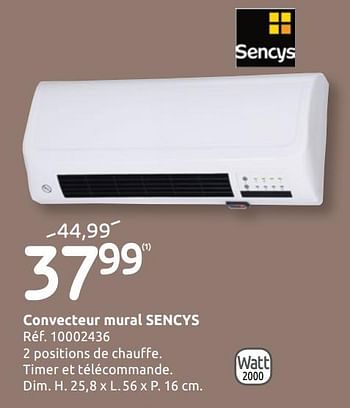 Promotions Convecteur mural sencys - Sencys - Valide de 04/09/2019 à 23/09/2019 chez Brico