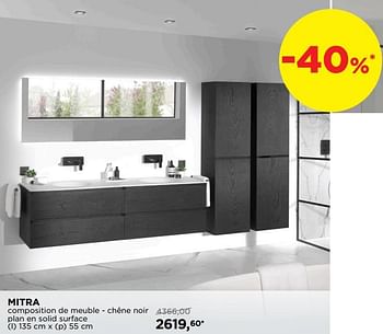 Promotions Mitra composition de meuble - chêne noir plan en solid surface - Balmani - Valide de 01/09/2019 à 30/09/2019 chez X2O