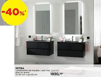 Promotions Mitra composition de meuble - noir mat plan en granit - Balmani - Valide de 01/09/2019 à 30/09/2019 chez X2O