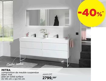 Promotions Mitra composition de meuble suspendue blanc mat plan en solid surface - Balmani - Valide de 01/09/2019 à 30/09/2019 chez X2O