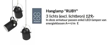 Promoties Hanglamp ruby - CoCo Maison - Geldig van 26/08/2019 tot 31/12/2019 bij Deba Meubelen