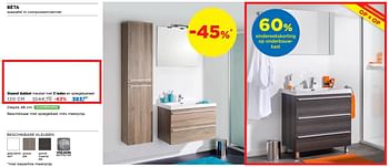 Promotions Badkamermeubelen bèta staand dubbel meubel met 3 lades en spiegelpaneel - Storke - Valide de 01/09/2019 à 30/09/2019 chez X2O