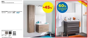 Promoties Badkamermeubelen bèta zwevend dubbel meubel met 2 lades en spiegelpaneel - Storke - Geldig van 01/09/2019 tot 30/09/2019 bij X2O