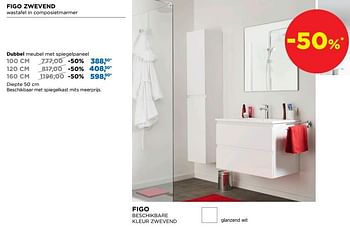Promoties Badkamermeubelen figo zwevend zwevend dubbel meubel met spiegelpaneel - Linie - Geldig van 01/09/2019 tot 30/09/2019 bij X2O