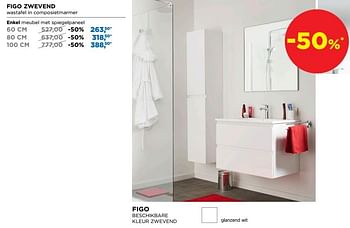 Promotions Badkamermeubelen figo zwevend zwevend enkel meubel met spiegelpaneel - Linie - Valide de 01/09/2019 à 30/09/2019 chez X2O
