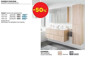 Promoties Badkamermeubelen zwevend express zwevend dubbel meubel met spiegelpaneel - Linie - Geldig van 01/09/2019 tot 30/09/2019 bij X2O