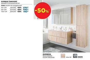 Promotions Badkamermeubelen zwevend express zwevend enkel meubel met spiegelpaneel - Linie - Valide de 01/09/2019 à 30/09/2019 chez X2O