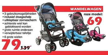 Promoties Wandelwagen roze model - Huismerk - Itek - Geldig van 23/08/2019 tot 15/09/2019 bij Itek