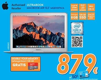 Promotions Apple ultrabook macbook air 13,3 mqd32fn-a - Apple - Valide de 28/08/2019 à 24/09/2019 chez Krefel
