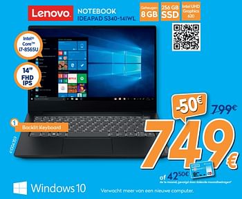 Promoties Lenovo notebook ideapad s340-14iwl - Lenovo - Geldig van 28/08/2019 tot 24/09/2019 bij Krefel