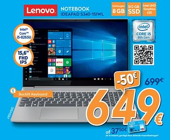 Promotions Lenovo notebook ideapad s340-15iwl - Lenovo - Valide de 28/08/2019 à 24/09/2019 chez Krefel