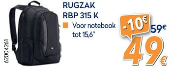 Promoties Rugzak rbp 315 k - Case Logic - Geldig van 28/08/2019 tot 24/09/2019 bij Krefel