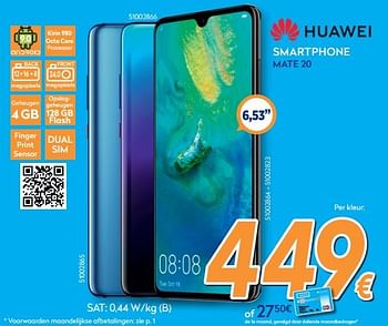 Promoties Huawei smartphone mate 20 - Huawei - Geldig van 28/08/2019 tot 24/09/2019 bij Krefel