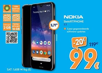 Promoties Nokia smartphone 2.2 - Nokia - Geldig van 28/08/2019 tot 24/09/2019 bij Krefel