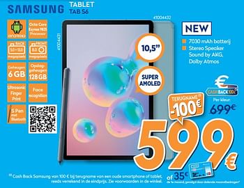 Promoties Samsung tablet tab s6 - Samsung - Geldig van 28/08/2019 tot 24/09/2019 bij Krefel