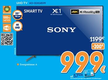 Promoties Sony uhd tv kd-55xg8599 - Sony - Geldig van 28/08/2019 tot 24/09/2019 bij Krefel