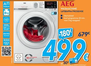 Promoties Aeg wasmachine l6fb8499m prosense - AEG - Geldig van 28/08/2019 tot 24/09/2019 bij Krefel
