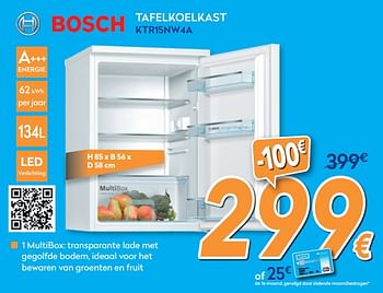 Promoties Bosch tafelkoelkast ktr15nw4a - Bosch - Geldig van 28/08/2019 tot 24/09/2019 bij Krefel