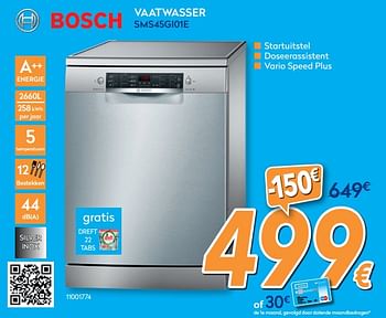 Promotions Bosch vaatwasser sms45gi01e - Bosch - Valide de 28/08/2019 à 24/09/2019 chez Krefel