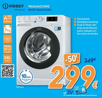 Promoties Indesit wasmachine bwe71484xwkkk - Indesit - Geldig van 28/08/2019 tot 24/09/2019 bij Krefel