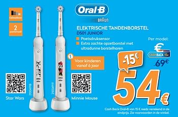 Promoties Oral-b elektrische tandenborstel d501 junior - Oral-B - Geldig van 28/08/2019 tot 24/09/2019 bij Krefel