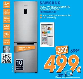 Promotions Samsung koel-- vriescombinatie combi-bottom rb33j3205sa-ef - Samsung - Valide de 28/08/2019 à 24/09/2019 chez Krefel